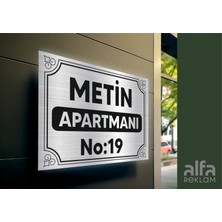 Alfa Reklam Ajansı Apartman Isimliği Gümüş Metal Levha