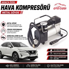 OtoÇizgi Nissan Qashqai Lastik Hava Kompresörü - Çakmaklık Girişli Göstergeli Metal Gövdeli Oto Şişirme Pompası