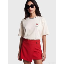 Lc Waikiki Yeni Sezon Ekru Paris Baskılı Oversize Kadın Tişört