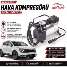 OtoÇizgi Kia Sportage Lastik Hava Kompresörü - Çakmaklık Girişli Göstergeli Metal Gövdeli Oto Şişirme Pompası