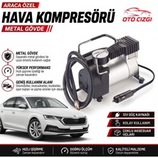 OtoÇizgi Skoda Octavia Lastik Hava Kompresörü - Çakmaklık Girişli Göstergeli Metal Gövdeli Oto Şişirme Pompası