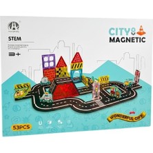 Kızılkaya Kzl City Magnetic Şehir Temalı Araçlı Manyetik Yapı Blokları Seti 7.5 cm 53 Parça CH1417