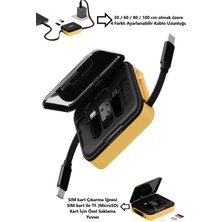 TekNetStore Kablo ve Kart Düzenleyici 60W Şarj Kablosu Type-C/lightning/micro 5in1 Kamp/araç/ev Için Kullanım