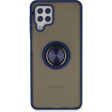 Metemix Newface  Galaxy A22 Kılıf Montreal Yüzüklü Silikon Kapak - Lacivert