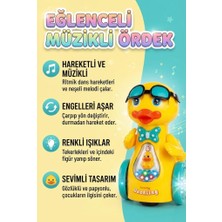 Farbu Oyuncak Sevimli Ördek Haraketli Müzikli Çarp Dön Mekanizmalı Renkli Işıklı Tekerlekli 20 cm Oyuncak Ördek