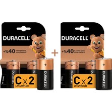 Duracell Orta Boy C Pil 4 Adet 1,5 V Alkalin Yüksek Performanslı Uzun Ömürlü