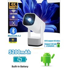 Junglee K2 Şarjlı Projeksiyon 4K Bt Wifi Android Taşınabilir LED Projektör Ev Sinema Açık Hava Tv