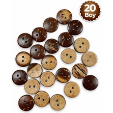 Terzi Market Ahşap Coconut Düğme 20 Boy 13 mm – 100'LÜ Paket