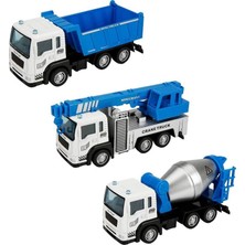 Sunman 1:55 Maxx Wheels Çek Bırak 3'lü İnşaat Araçları Kaliteli Tasarım ve Hareketli Parçalar