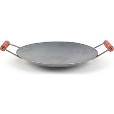 Gri Renkli Mangal Sepetim Sac Kavurma Tava 50 cm Çift Taraflı Kullanım İçin Ergonomik Saplı