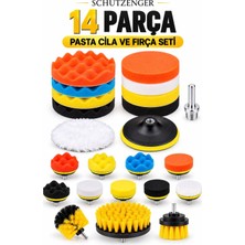 SCHUTZENGER 14 Parça Matkap Uyumlu Pasta Cila Polisaj Süngeri ve Araç Temizleme Fırçası Seti