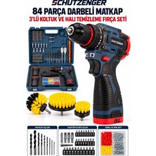 SCHUTZENGER 9030F Kömürsüz Darbeli Matkap Vidalama Full Setli Çelik Mandren 3 Lü Koltuk Halı Temizleme Fırçası Matkap Uyumlu