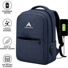 Buffer® Lacivert Laptop Sırt Çantası, Bilgisayar Korumalı Iç Bölmeli Notebook Çantası, Organizer Cepli ve USB Şarj Portlu