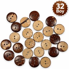 Terzi Market Ahşap Coconut Düğme 32 Boy 20 mm – 100'LÜ Paket