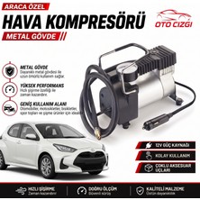 OtoÇizgi Toyota Yaris Lastik Hava Kompresörü - Çakmaklık Girişli Göstergeli Metal Gövdeli Oto Şişirme Pompası