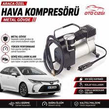 OtoÇizgi Toyota Corolla Lastik Hava Kompresörü - Çakmaklık Girişli Göstergeli Metal Gövdeli Oto Şişirme Pompası