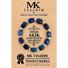 MK Tasarım Gerçek Akik Taşı Kadın Bileklik MK.7000.001-ENERJİ ve Stres Bilekliği