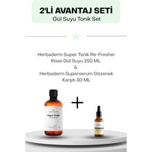 Gül Suyu Tonik Set: Herbaderm Super Tonik Re-Fresher Rose Gül Suyu 250 ml ve Herbaderm Superserum Gözenek Karşıtı 30 ml