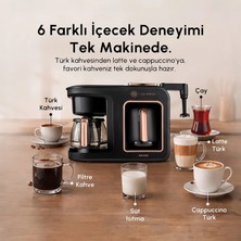 Karaca Hatır Plus Barista 6 In 1 Latte Cappuccino ve Közde Türk Kahve Makinesi Black Copper