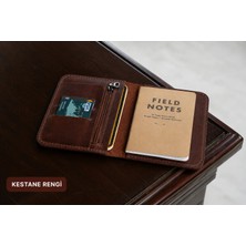 LWA Leather Hakiki Eskitme Deri Not Defteri & Pasaport Kılıfı - Seyahat Tipi Cep Boyu Ajanda Kılıfı Kemikli