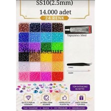 Yiğit Aksesuar Cımbız Yapıştırcı ve Taş Kalemi 24 Renk 14.000 Adet Yapıştırma Taş SS10(2.5 Mm) Bedazzling Kit Seti