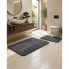 Lal Home 2 Adet Soft Peluş Kumaş Banyo Paspası - Tuvalet Paspas Takımı - Kaydırmaz Alt Özelliği Kaymaz Taban