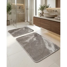 Lal Home 2 Adet Soft Peluş Kumaş Banyo Paspası - Tuvalet Paspas Takımı - Kaydırmaz Alt Özelliği Kaymaz Taban