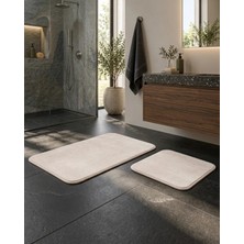 Lal Home 2 Adet Soft Peluş Kumaş Banyo Paspası - Tuvalet Paspas Takımı - Kaydırmaz Alt Özelliği Kaymaz Taban