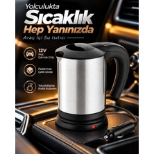 Akıllı Bayi 12V Araç Çakmak Girişli Paslanmaz Çelik Araç Içi Su Isıtıcı Seyahat Tipi Pratik Kettle Aby