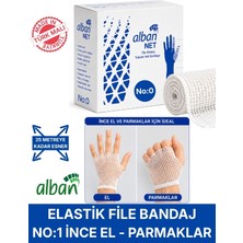 Alban Elastik File Bandaj, No:0 El ve Parmaklar, Esnetince 25M'YE Kadar Uzayan Tübüler Net Bandaj