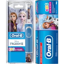 Oral-B Mavi Şarjlı Vitality D100 Çocuk Diş Fırçası + 75 ml Frozen Diş Macunu Orta Sertlikte