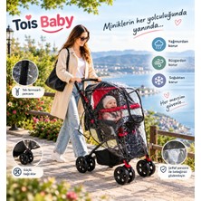 Malzek Ultra Lüks Siyah Fermuarlı Bebek Arabası Yağmurluğu Şeffaf Yapı ile Tüm Bebek Arabalarına Uyumlu