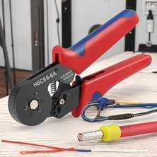 Emay Center  Hsc8 6-6A Altıgen Yüksük Sıkma Pensesi 0.25-6mm² Cırcırlı Pense Kendinden Ayarlı Kablo Ucu Krimp Sıkıştırma El Aleti AWG23-10