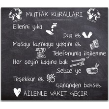 Decorita Cam Ocak Arkası Koruyucu Mutfak Kuralları 40 cm x 60 cm Kara Tahta Görünümlü Dayanıklı Malzeme