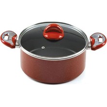 Taç Granit Derin Tencere 24 cm- TT-1131 Bordo Renkli