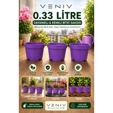 Veniv 0,33 Litre Renkli Bitki Saksısı – Dekoratif Saksı – Drenaj Delikli