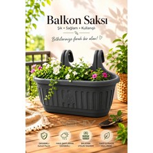 Veniv 6,4 Litre Antrasit Gri Balkon Saksısı | Askılı Dekoratif Bitki Saksısı | Dayanıklı Plastik