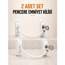 Efnaz Style Pencere Emniyet Kilidi 2 Adet Set Kablolu Anahtarlı Pencere Açılma Sınırlayıcı