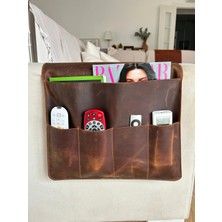 LWA Leather Deri Koltuk Kolçak Düzenleyici, Dergiler, Tabletler, Uzaktan Kumandalar, Kitaplar ve Aksesuarlar Için 5 Cepli El Yapımı