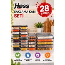Hess Mikrodalga ve Difriz Uyumlu 28 Adet Saklama Kabı Seti 2400MLX5+1200MLX5+600MLX18