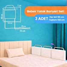 Yatella Yeni Nesil Yatak Bariyeri 50 x 30 cm Beyaz ( 3 Adet)  - Telalı