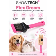 ShowTech Flex Groom Esnek Pedli Yumuşak Pinli Çift Taraflı Fırça Pembe