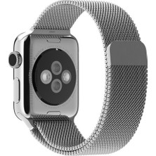 Quse Apple Watch Series SE/11/10/9/8/7/6/5/4/3 46mm-45mm-44mm Uyumlu Milano Loop Çelik Kordon Gümüş