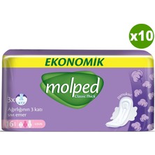 Molped Kalın Uzun Hijyenik Ped 16'lı x 10 Paket Ekonomik Konfor ve Sızıntı Önleyici Özellik