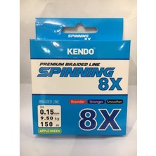 Kendo Premium Braided Line Spinning 150 mt 0.15 mm 9.50 kg Apple Green - 8 Örgü Kalınlık