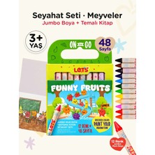 Mum Boya Seyahat Seti – 12 Renk + Boyama Kitabı Meyveler Temalı | Let's