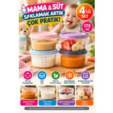 Open City 4'lü 175 ml Mama Süt Saklama Kabı Kapaklı Mini Gıda Püre Yoğurt Atıştırmalık Porsiyon Kabı Seti