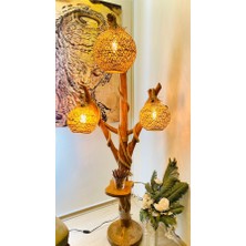 Ağaçkakan Design Ağaçkakan Doğal Ağaç Lambader Ceviz Renk Ahşap Malzeme Salon İçin Dekoratif Tasarım