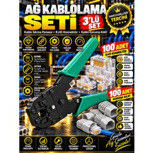 Yeni Nesil RJ45 Sıkma Pensesi 100 Adet Cover 100 Adet Yeni Nesil Ez 8PC8C Utp Jak / 3/in 1 Set.