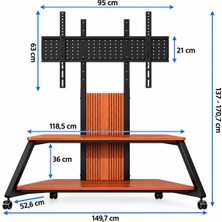 Dark VS06 50"-100" 100 kg Taşıma Kapasiteli Tekerlekli Büyük Ekran Tv Standı (DK-AC-VS06)